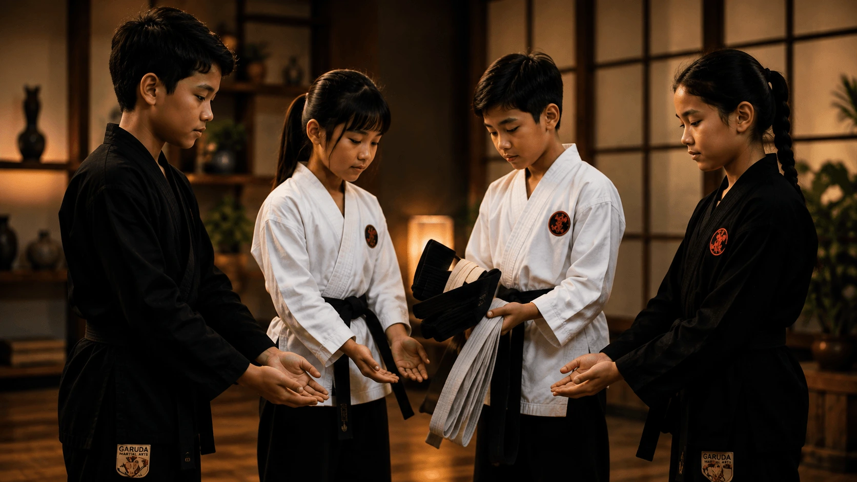 Siswa mengikuti belt promotion